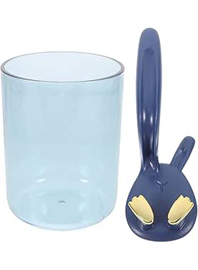 Blue Rabbit Ears Wall Mounted Toothbrush Holder With Suction Cup Bathroom Organizer - Image 1