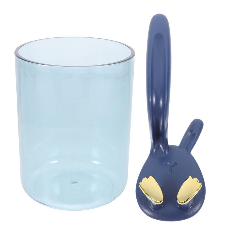 Blue Rabbit Ears Wall Mounted Toothbrush Holder With Suction Cup Bathroom Organizer - Image 2
