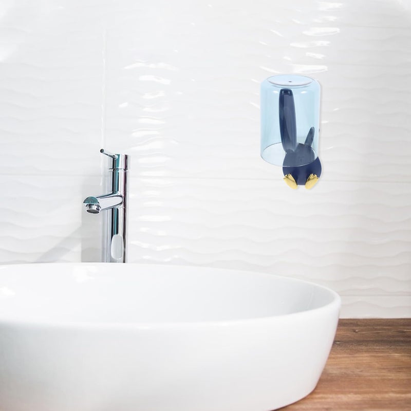 Blue Rabbit Ears Wall Mounted Toothbrush Holder With Suction Cup Bathroom Organizer - Image 5