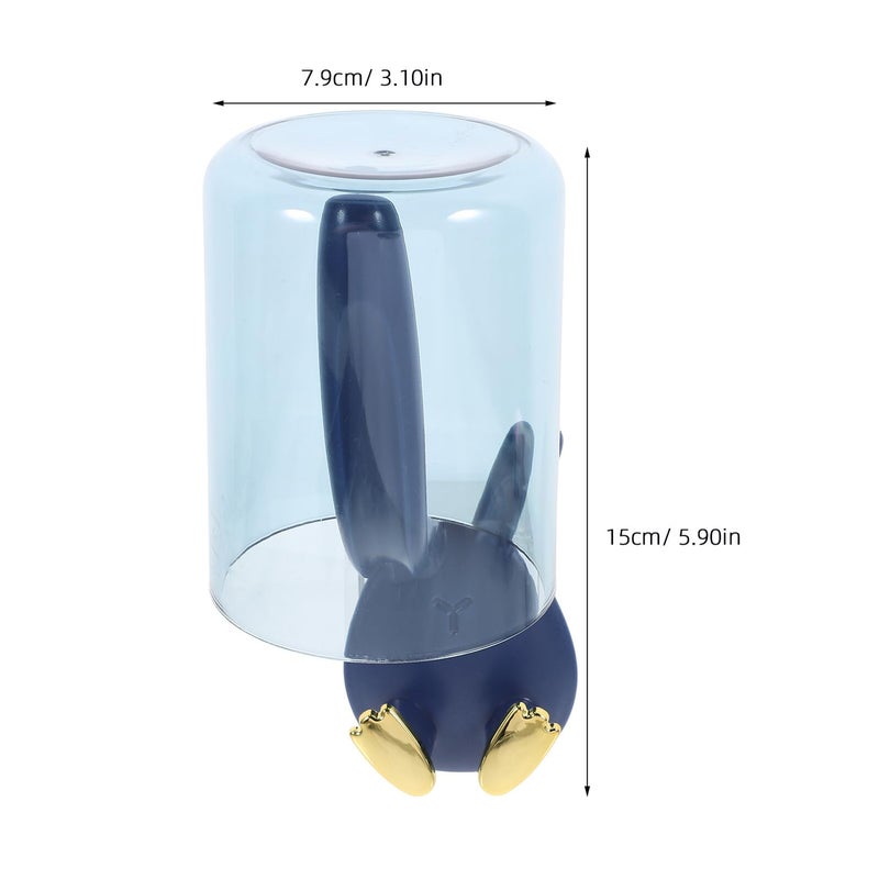 Blue Rabbit Ears Wall Mounted Toothbrush Holder With Suction Cup Bathroom Organizer - Image 3