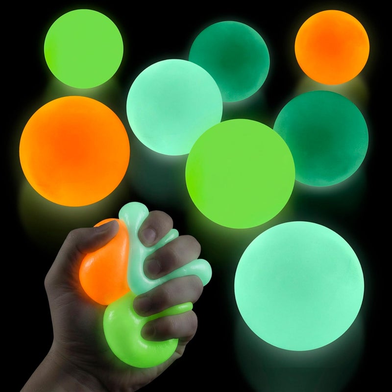 DIMROM 8 Pcs Glow in The Dark Sticky Balls for Ceiling 18 Glow in The Dark Balls Made from Soft TPR Material Wall Ball Set for Easter Party Decorations Sticky Squishy Ball Set That Stick to The Walls - Image 3