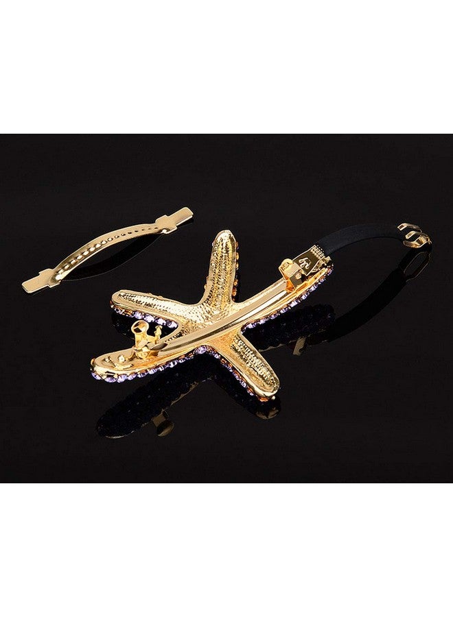 Suoirblss Crystal Rhinestone Starfish Hair Barrettes Metal Hair Clips Fashion Starfish Hairpin Women Hairstyle Tools Accessories (Blue) - Image 4