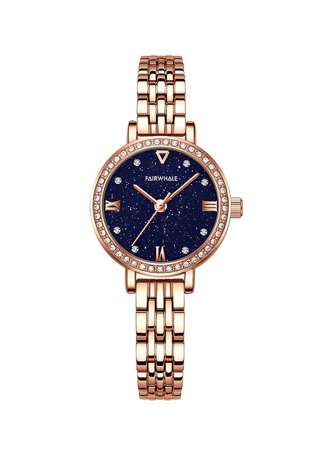 Mark Fairwhale Women's Waterproof Stainless Steel Sapphire Analog Wrist Watch - 25mm - Rose Gold & Starry Night Blue - Image 1