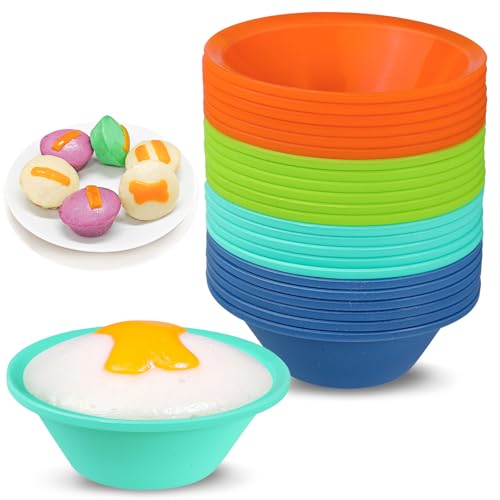 Webake ويبك 24 قطعة قوالب سيليكون بوتو متوسطة الحجم، 2.75" أكواب خبز بوتو قابلة لإعادة الاستخدام للبخار، خالية من BPA وغير لاصقة، بديل بلاستيكي لأكواب الخبز، رائعة للمافن بحجم اللقمة، وخبز التارت - Image 1
