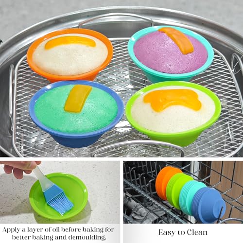 Webake ويبك 24 قطعة قوالب سيليكون بوتو متوسطة الحجم، 2.75" أكواب خبز بوتو قابلة لإعادة الاستخدام للبخار، خالية من BPA وغير لاصقة، بديل بلاستيكي لأكواب الخبز، رائعة للمافن بحجم اللقمة، وخبز التارت - Image 4