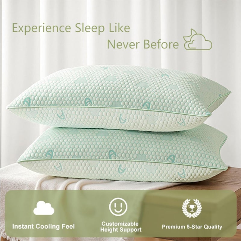 ACCURATEX Memory Foam Cooling Pillow, 40×80cm, Pack of 2, Adjustable Pillow for Sleeping, Pillow with Removable Cover, Machine Washable - Image 3