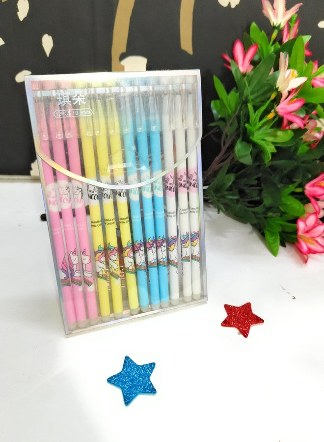 CLICKETY CLACK Useful Erasable Pens 0.5mm Tip Blue Ink Erasable Gel Pen Set with Attached Magic Wipe Eraser for Boys and Girls (Pack-12) (Unicorn) - Image 5