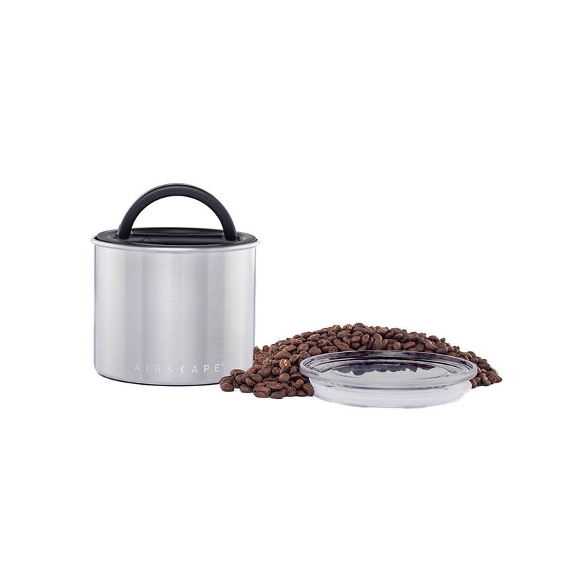Planetary Design Airscape Stainless Steel Coffee Canister | Food Storage Container | Patented Airtight Lid | Push Out Excess Air Preserve Food Freshness (Small, Brushed Steel) - Image 1
