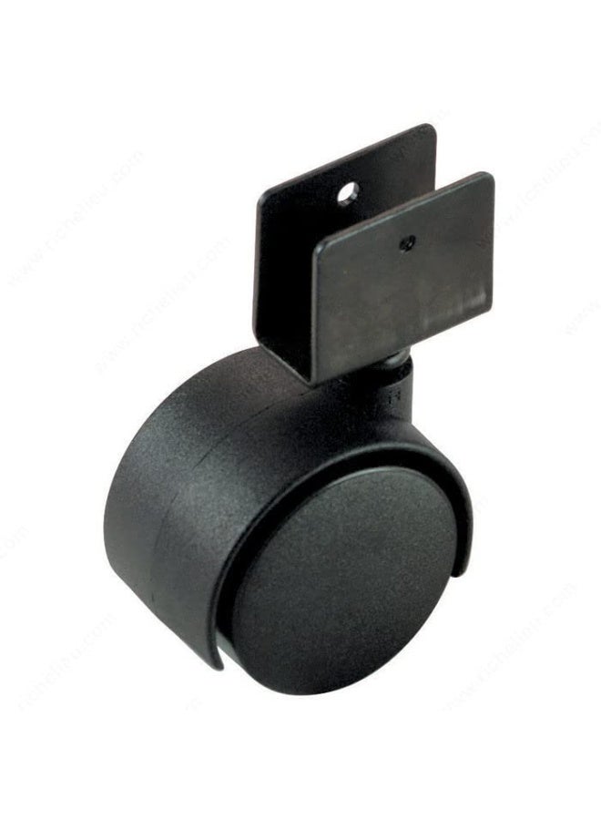 ROBUSTLINE Plastic 4Pcs Twin Caster Wheel With U Plate Plus Break Nylon Plastic Replacement Caster U-Shaped Bracket Swivel Wheels 1.5Inch - Image 1