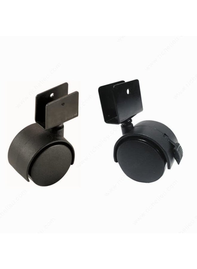 ROBUSTLINE Plastic 4Pcs Twin Caster Wheel With U Plate Plus Break Nylon Plastic Replacement Caster U-Shaped Bracket Swivel Wheels 1.5Inch - Image 5