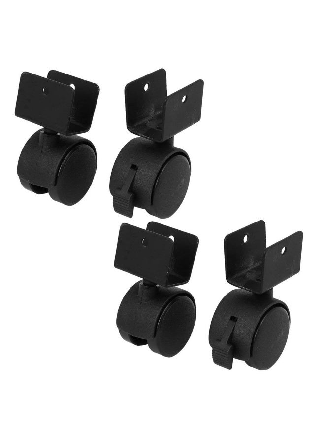 ROBUSTLINE Plastic 4Pcs Twin Caster Wheel With U Plate Plus Break Nylon Plastic Replacement Caster U-Shaped Bracket Swivel Wheels 1.5Inch - Image 3