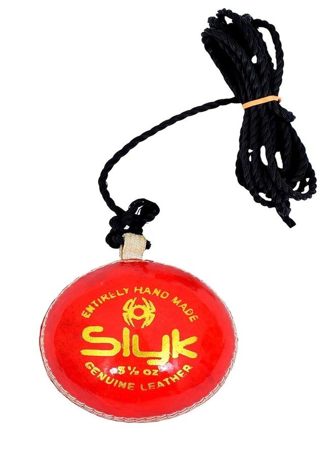 SLYK Leather Hanging Cricket Ball for Practice - Leather String Ball for Bat Knocking, Shot Training, Skill Development & Hand-Eye Coordination (Premium (String Clipped Outside)) - Image 5