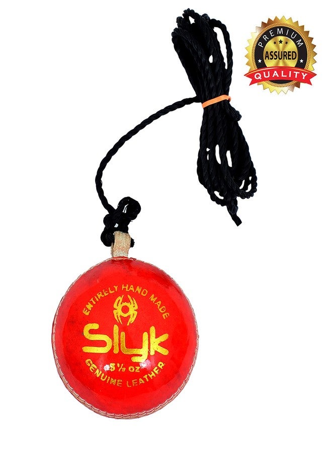 SLYK Leather Hanging Cricket Ball for Practice - Leather String Ball for Bat Knocking, Shot Training, Skill Development & Hand-Eye Coordination (Premium (String Clipped Outside)) - Image 3