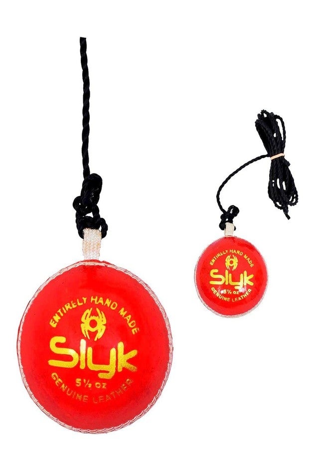 SLYK Leather Hanging Cricket Ball for Practice - Leather String Ball for Bat Knocking, Shot Training, Skill Development & Hand-Eye Coordination (Premium (String Clipped Outside)) - Image 2