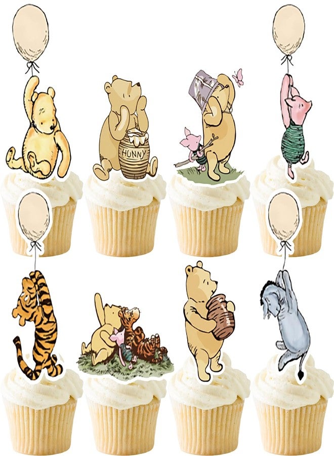 CORODER 48PCS Cute Bear Cupcake Toppers For First Birthday, Oh Baby, Newborn Party Cake Decorations Party Supply - Image 1