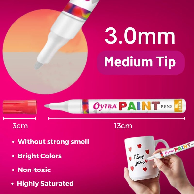 Oytra Paint Marker Pens Permanent Waterproof Oil Based Individual pens Works and All Surfaces, Wood, Fabric, Steel, Glass (Pink) - Image 2