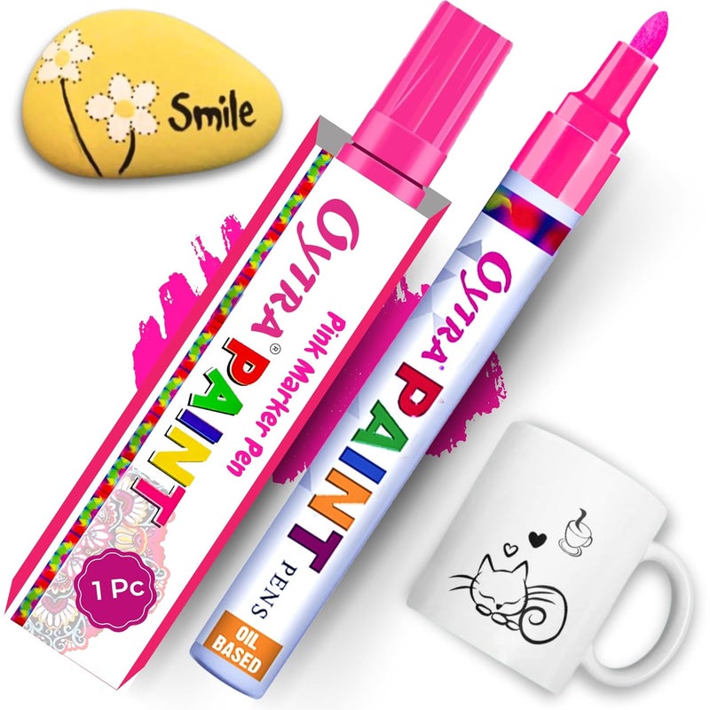 Oytra Paint Marker Pens Permanent Waterproof Oil Based Individual pens Works and All Surfaces, Wood, Fabric, Steel, Glass (Pink) - Image 1