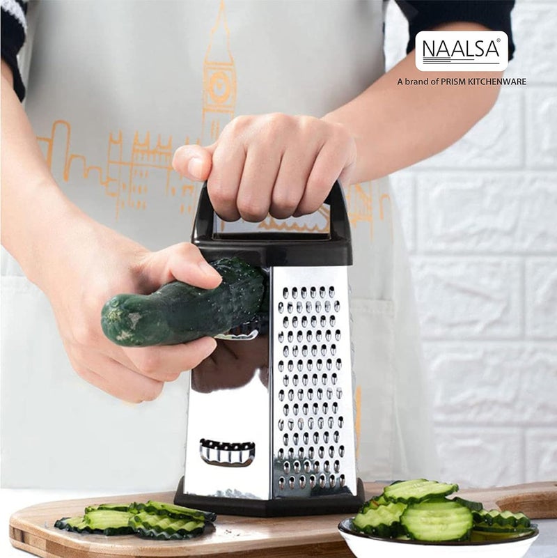 NAALSA Berlin 6 Side Stainless Steel Professional Multi Purpose Grater Vegetable Chopper Slicer Kitchen Cutter Shredder for Cheese Vegetables 8 inch - Image 5