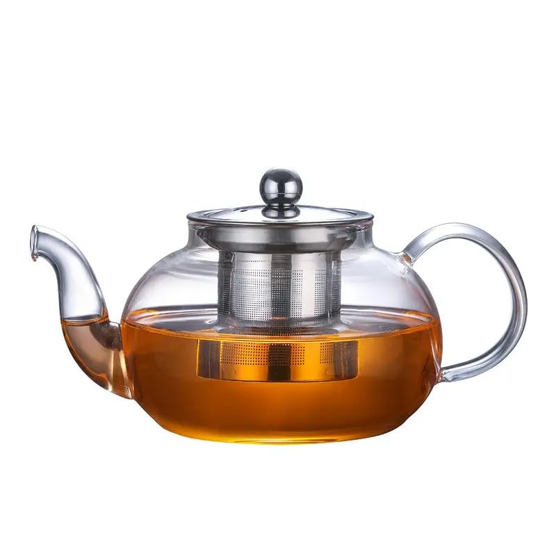 Jinelza Borosilicate Glass Teapot Perfect for Tea and Coffee Green Tea Brewing Kettle Easy to Use Clear Glass Teapots with Infuser Strainer for Tea and Coffee 650ML 1 Pcs - Image 1