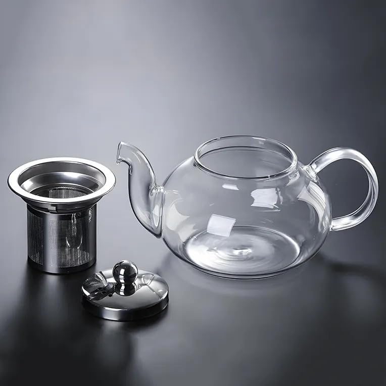 Jinelza Borosilicate Glass Teapot Perfect for Tea and Coffee Green Tea Brewing Kettle Easy to Use Clear Glass Teapots with Infuser Strainer for Tea and Coffee 650ML 1 Pcs - Image 2