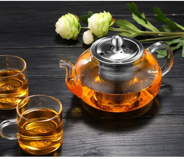 Jinelza Borosilicate Glass Teapot Perfect for Tea and Coffee Green Tea Brewing Kettle Easy to Use Clear Glass Teapots with Infuser Strainer for Tea and Coffee 650ML 1 Pcs - Image 4