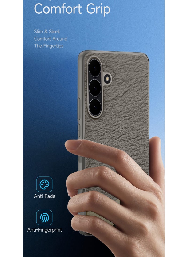 دبليو تيك غطاء هاتف سامسونج جالاكسي S25 FE 5G 2025 من الجلد الصناعي الفاخر ضد الصدمات مع بطانة مطاطية ناعمة (MCFLSN) - رمادي - Image 2