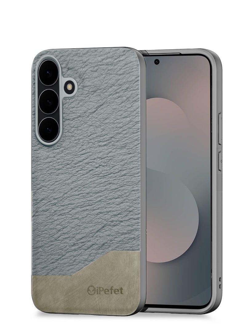 دبليو تيك غطاء هاتف سامسونج جالاكسي S25 FE 5G 2025 من الجلد الصناعي الفاخر ضد الصدمات مع بطانة مطاطية ناعمة (MCFLSN) - رمادي - Image 1