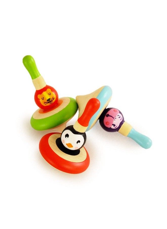 Shumee - Wooden Animal Spinning Topsset Of 3 Lattu (3 Years+) ; Curiosity & Fine Motor Skills - Image 1