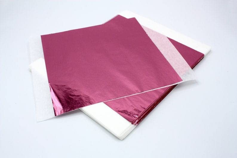 SUMERA WARQ Gold Foil Metallic Foil Paper Sheets Gilding Foil Imitation Leaf for DIY Art Crafts Furniture Decoration (Pink) - Image 2
