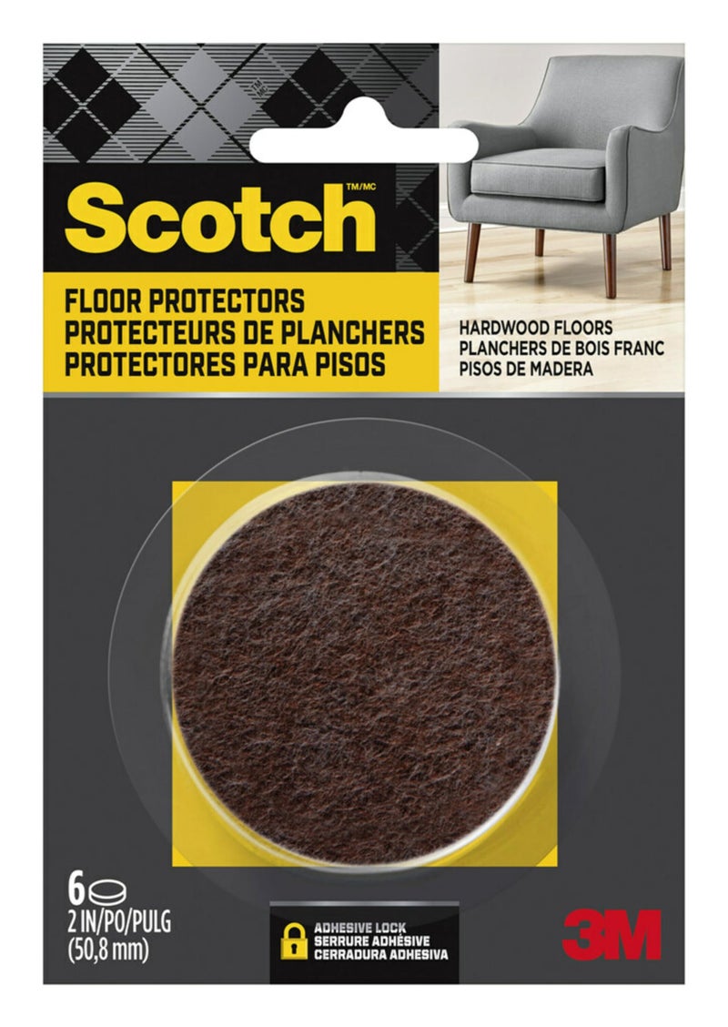 Scotch Felt Furniture Pads 6 PCS Furniture Pads for Hardwood Floors Round Brown 2 Diameter