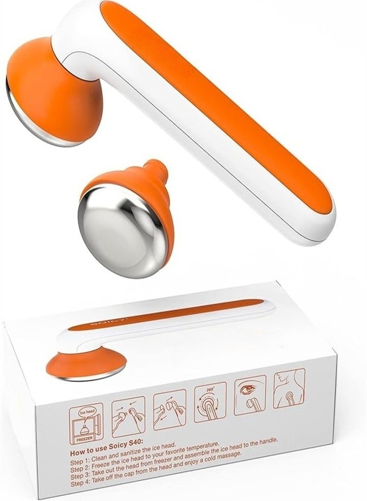 بكرة ثلج معدنية محمولة لتدليك العين، وشد الوجه ورفعه، وجهاز تدليك بارد للصداع النصفي مع رأسين من الفولاذ المقاوم للصدأ - Image 1