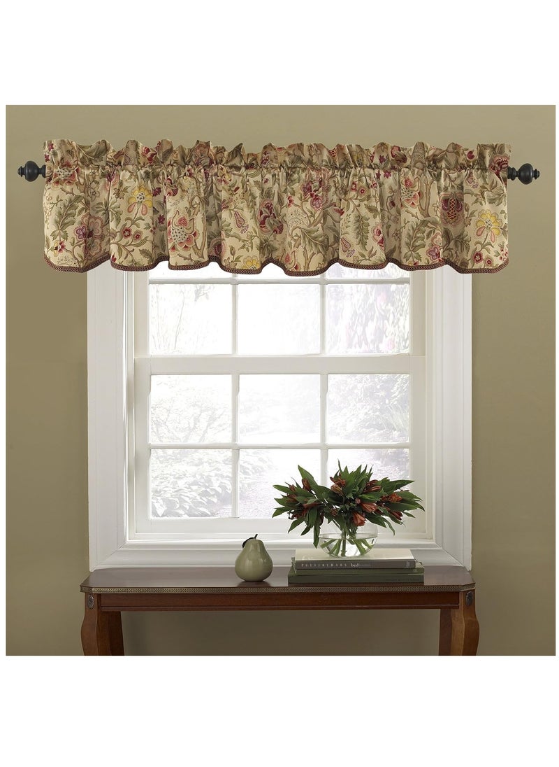 Waverly - Valances for Windows - Imperial Dress 50" x 15" Short Curtain Valance Small Window Curtains Bathroom, Living Room and Kitchens, Antique - Image 1
