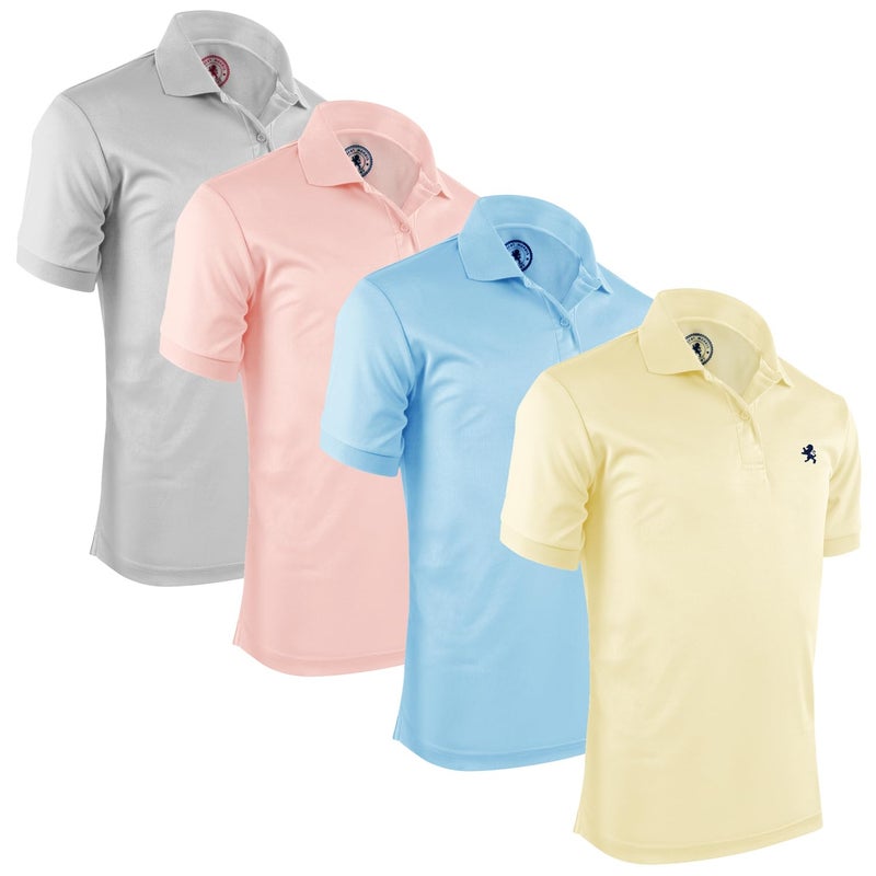 Albert Morris Mens Striped Short Sleeve Polo Shirts 4 Pack Regular Fit Multicolor Pastel Collection 4 Pack Small