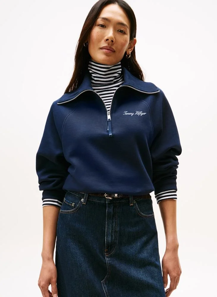TOMMY HILFIGER Logo Half Zip Sweatshirt