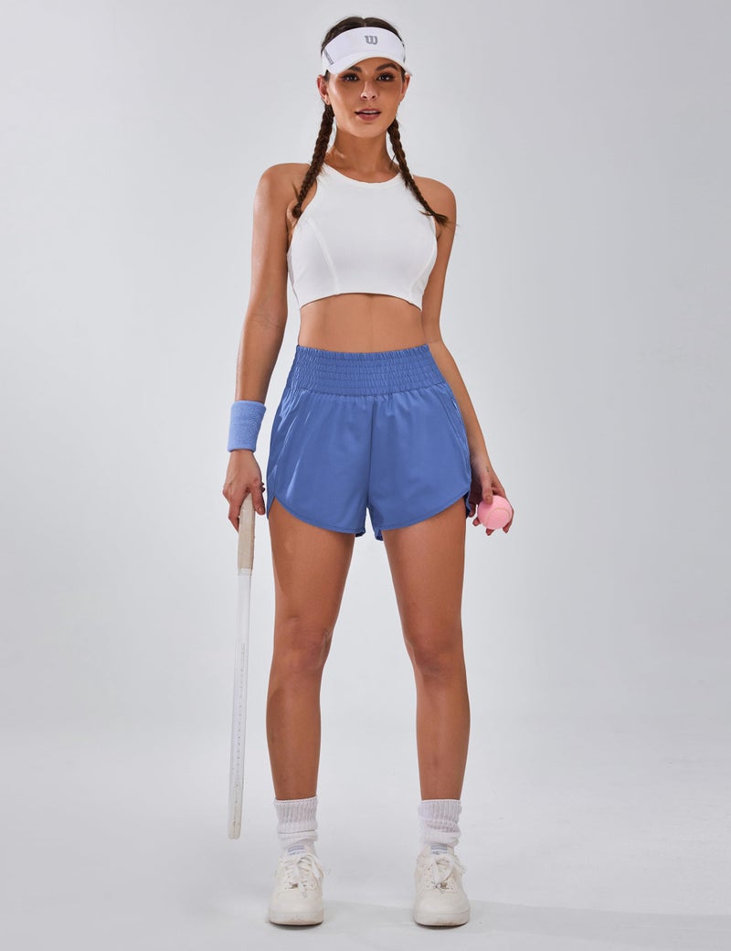 BMJL Women's Athletic Shorts High Waisted Running Short Pocket 2.5" Sporty Shorts Gym Elastic Workout Shorts(M,Blue54) - Image 2