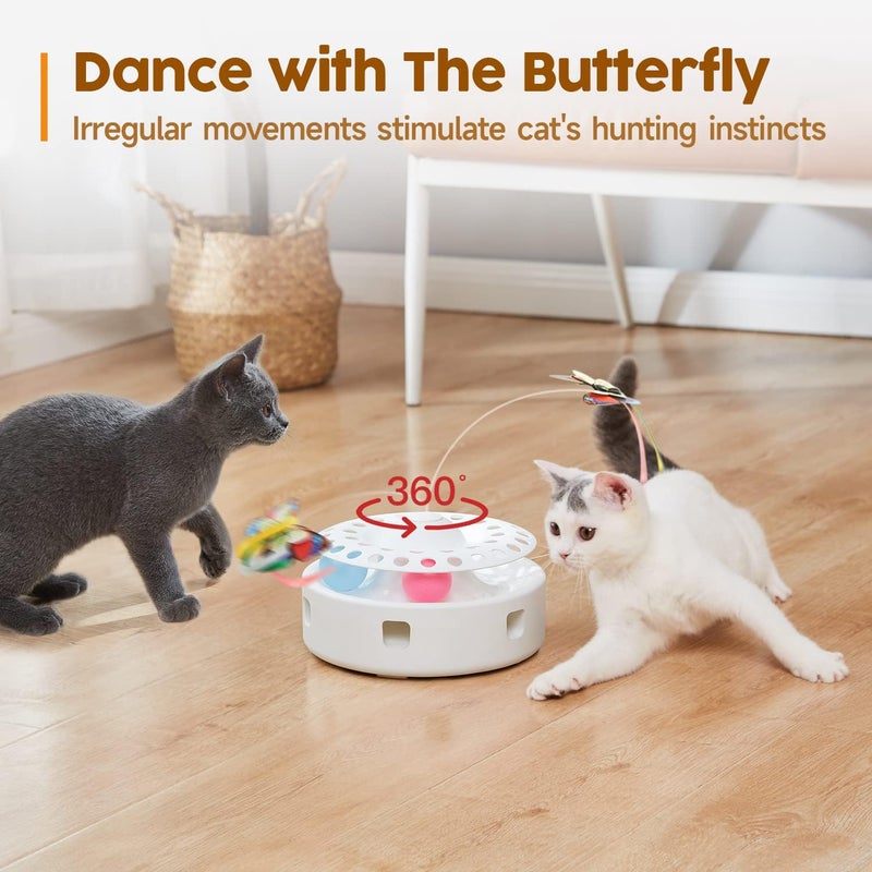 3 in 1 Automatic Interactive Cat Toy with Butterfly and Track Balls - Image 3