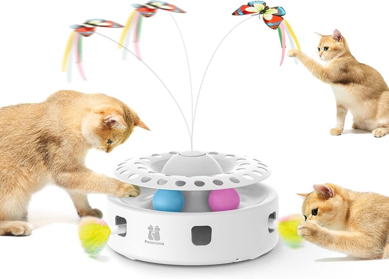 3 in 1 Automatic Interactive Cat Toy with Butterfly and Track Balls - Image 1