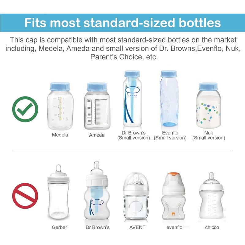 Maymom Solid Lids with Sealing Ring for Standard Sized Bottles Bottles Lids Compatible with Medela Bottles Ameda and Small Sized Nuk Playtex Gerber Bottles Lifefactory Bottle 8pc Blue - Image 3