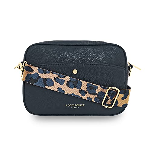 Accessorize حقيبة كاميرا نسائية من أكسيسورايز لندن باللون الأزرق البحري | حقيبة حمل للنساء عصرية | حقيبة عبر الجسم أنيقة للنساء | حقيبة كتف/عبر الجسم للنساء مع حزام قابل للتعديل - Image 1