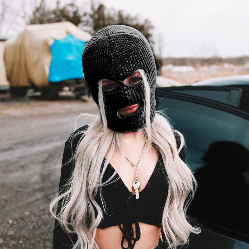 Super Z Outlet Knit Sew Acrylic Outdoor Full Face Cover Thermal Ski Mask by Super Z Outlet, Black, One Size Fits Most - Image 5