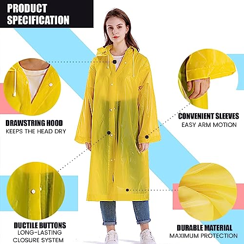 HACER EVA Waterproof Unisex Rain Coat Hooded Full Sleeves Outdoor Men, Women, Boys & Girls Rainwear Poncho Raincoat for Camping, Hiking & Travelling (Yellow) - Image 3
