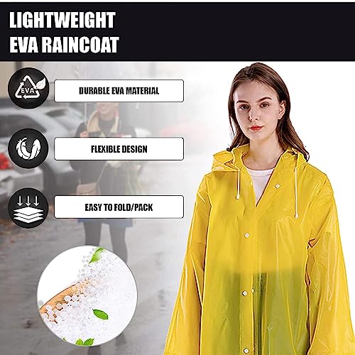 HACER EVA Waterproof Unisex Rain Coat Hooded Full Sleeves Outdoor Men, Women, Boys & Girls Rainwear Poncho Raincoat for Camping, Hiking & Travelling (Yellow) - Image 5