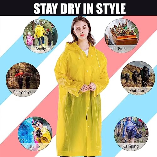 HACER EVA Waterproof Unisex Rain Coat Hooded Full Sleeves Outdoor Men, Women, Boys & Girls Rainwear Poncho Raincoat for Camping, Hiking & Travelling (Yellow) - Image 4