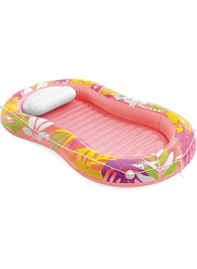 INTEX Tropical Oasis Loungers, Inflatable Pool Lounger Chair, 2 Colors, Comfortable Floating Seat With Backrest, Shelf Box - Image 1