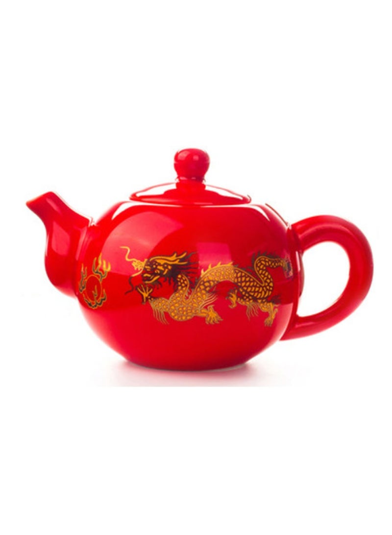 Jingke Pure Handmade Teapot Exquisite Ceramic Tea Set Red Golden Dragon Teapot 200ml - Image 1