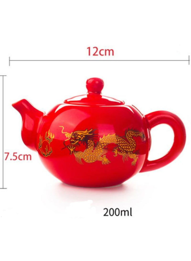 Jingke Pure Handmade Teapot Exquisite Ceramic Tea Set Red Golden Dragon Teapot 200ml - Image 2