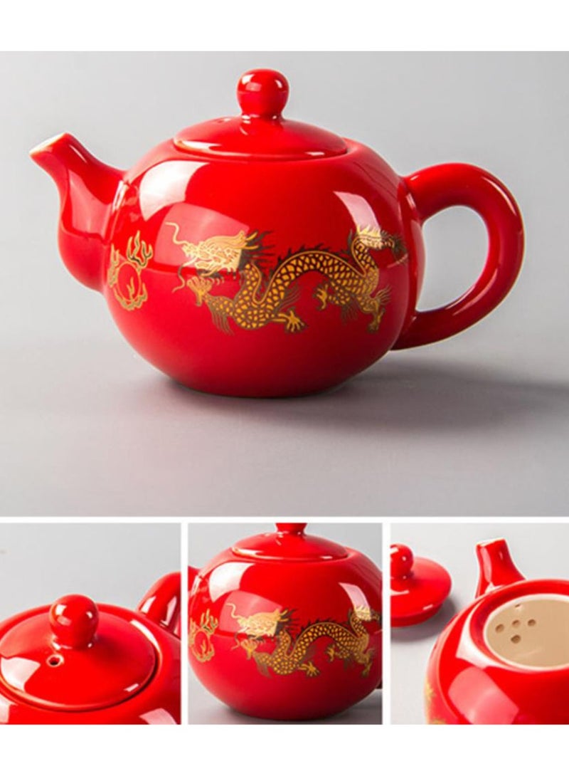 Jingke Pure Handmade Teapot Exquisite Ceramic Tea Set Red Golden Dragon Teapot 200ml - Image 3
