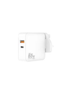 PD 65W GaN Fast Charger with 1 USB-A 1 Type-C Port and UK adapter