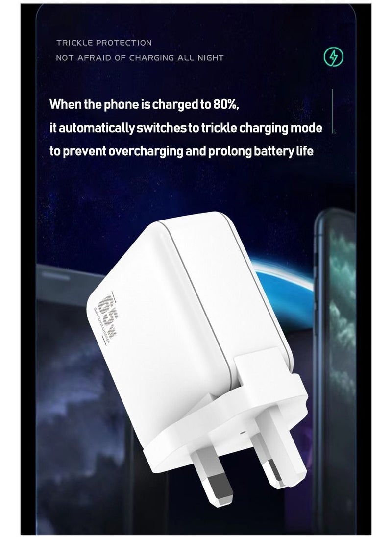 Linkpin - PD 65W GaN Fast Charger with 1 USB-A 1 Type-C Port and UK adapter - Image 1