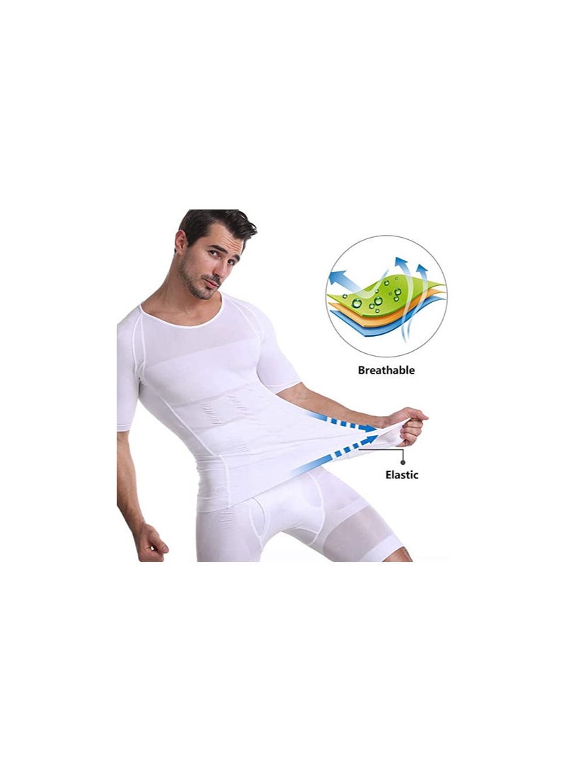 DeloPik Short sleeves tank corset men corset abdomen vest muscle body shaper top (30)  - Image 5